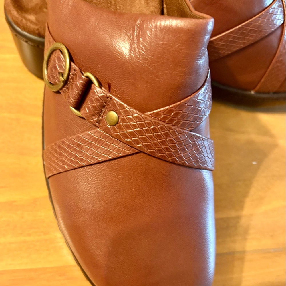 Brown or Black Leather Clogs with Buckle New in box.